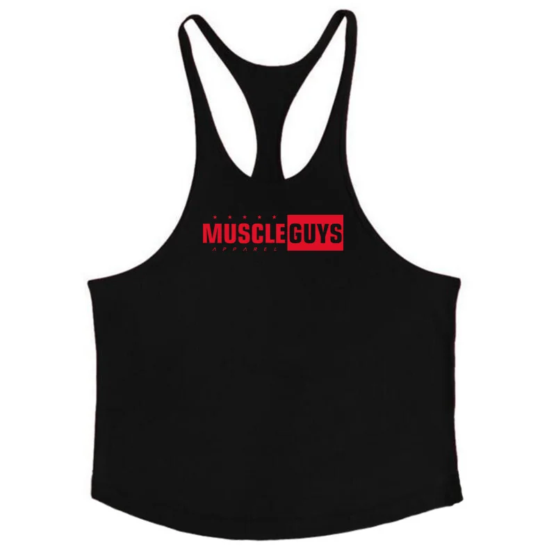 Muscleguys, бодибилдинг, Стрингер, майка, мужская, хлопок, Y back, для спортзала, майка, для фитнеса, мужская, майка, майка, без рукавов - Цвет: black150