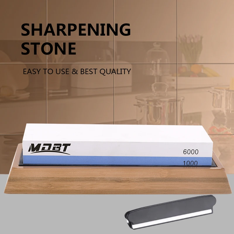 

Knife Sharpening Stone 2 Side Grit 1000/6000 Sharpener Whetstone Grit Waterstone Kit Bamboo Base Angle Guide and whetstone