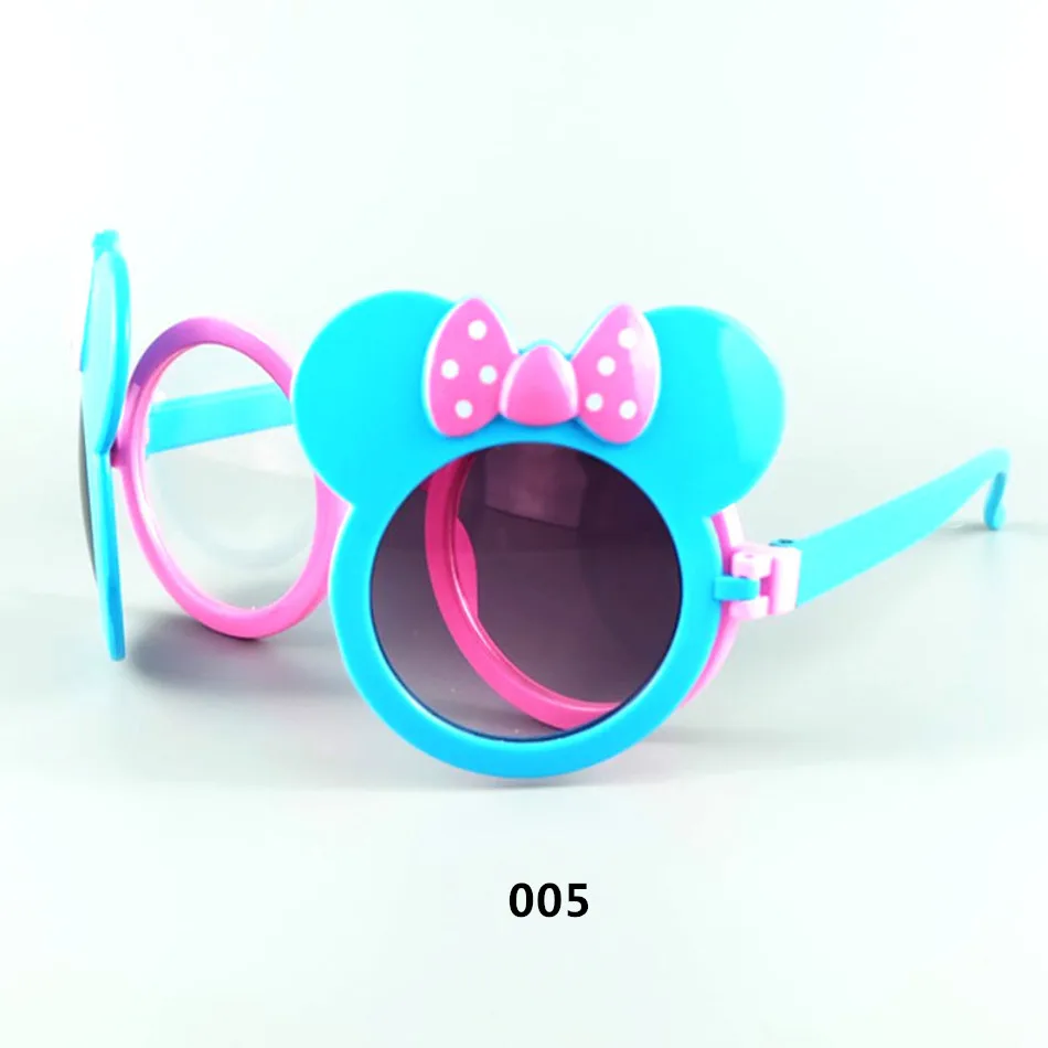 Kilig/популярные милые детские солнцезащитные очки с бантиком, крутые уникальные очки-раскладушки для мальчиков и девочек с ушками Микки, детские украшения для прогулок - Цвет линз: 005