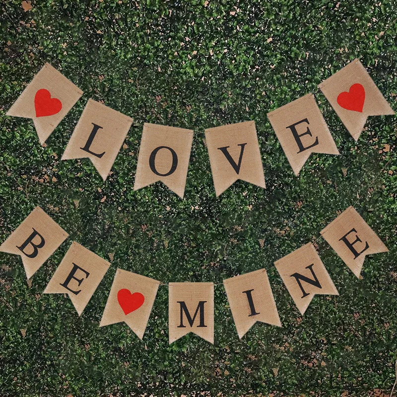 LOVE BE MINE Мешковина баннер флаг овсянка гирлянда День Святого Валентина декоративные Висячие украшения для детского душа Свадебные украшения