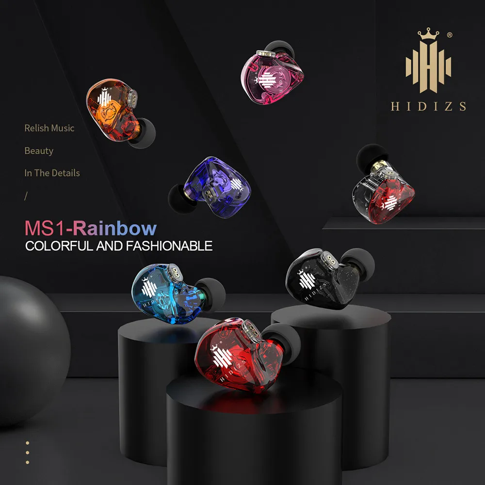 Hidizs MS1 Rainbow 3 5mm Headphones Wired Audiophile Dynamic Diaphragm Hi Fi IEM Earphones with Detachable Cable