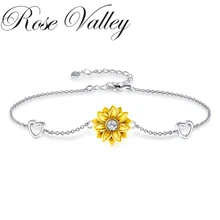  Rose Valley Sunflower Bracelet for Women Female Hand Bangles Fashion Jewelry Girls Gift 