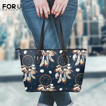 

FORUDESIGNS Dream Catchers Spiritual Boho Chic Bohemian Print PU Leather Handbag Shopping Bag Luxyry Hand Bag For Teenager Girls