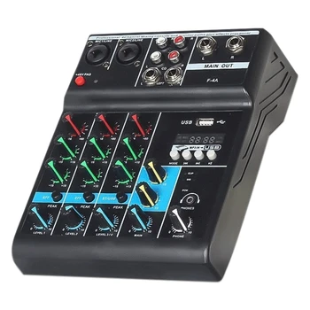 

F4 Portable o Sound Mixer with Sound Card 4 Channel Mixing Console Bluetooth USB for Music Production, Webcast