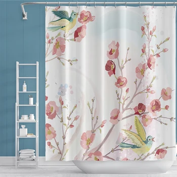 

Floral Flowers Nordic Natural Wall Hanging Shower Curtain Bathroom Toilet Partition Waterproof Polyester for Bathroom Decor