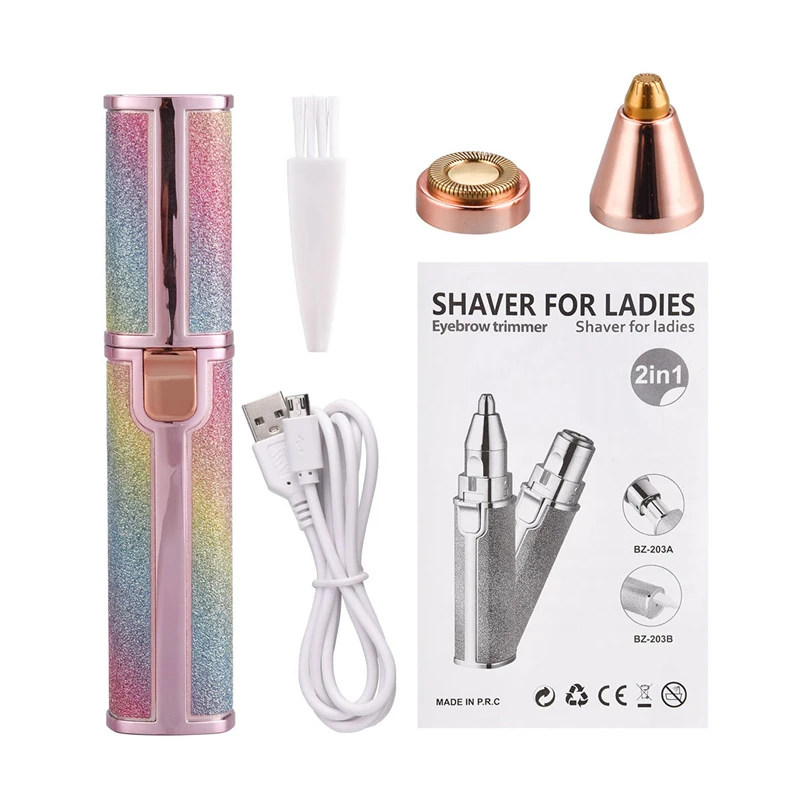 Recortador de cejas 2 en 1 recargable por USB, depiladora eléctrica para mujer, afeitadora, herramienta de belleza para depilación Facial