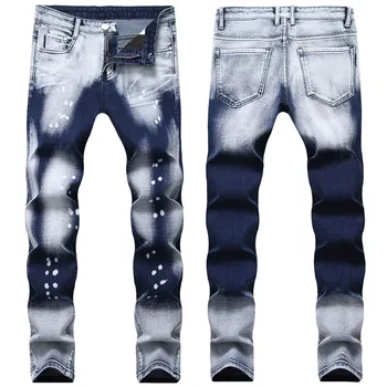 

Men's Fashion Retro High Street High Quality Washed Jeans Leggings Dark style pantalones hombre jeans para hombre hot W1022