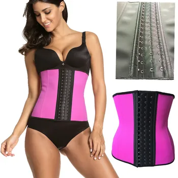 

2-Layer-Big Buckle Tailored Clothes Fat Burning Belly Holding Self Heating 9 Steel Rib Rubber Corset Women's Tights Corset
