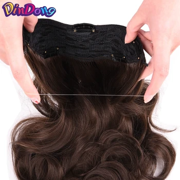 DinDong 18 inch Synthetic Flip in Hair Wavy Clip in Hair Extensions Natural Hair Pieces Real Hair Extensions with Fish Line 5