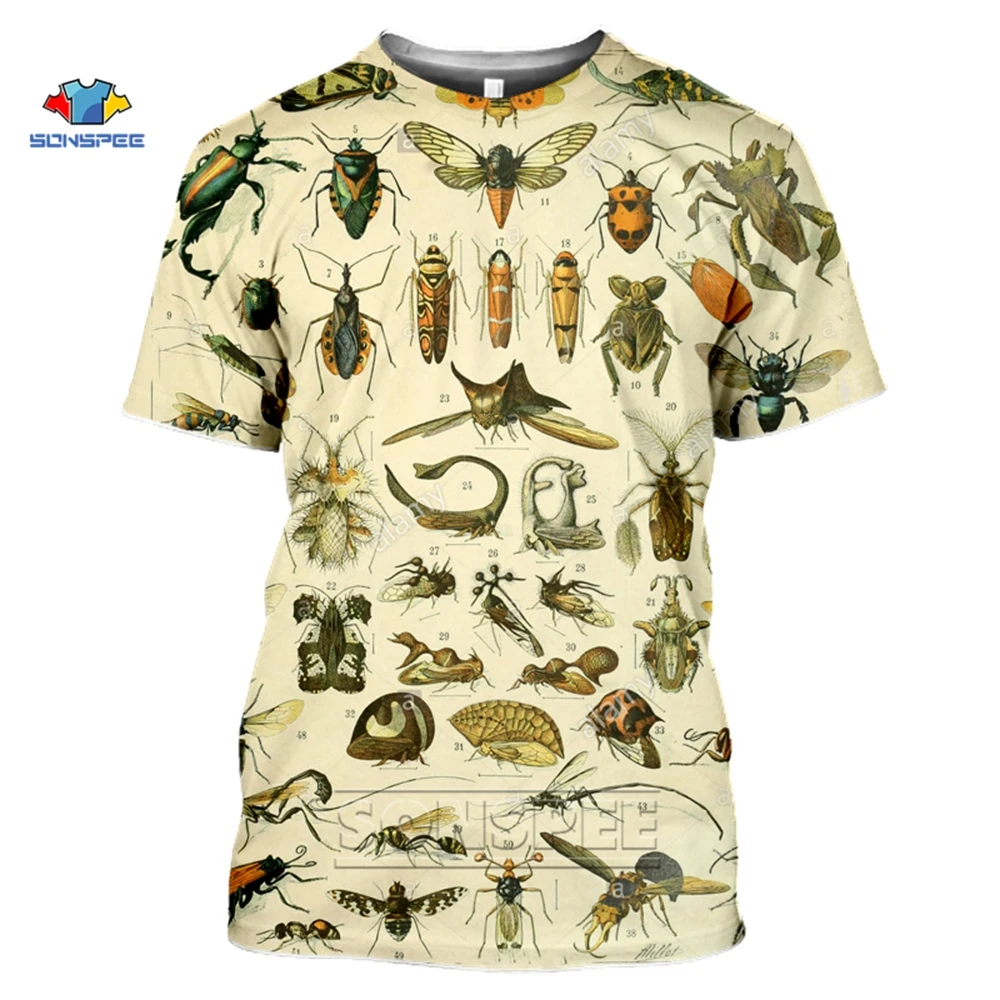 SONSPEE Anime Fashion Mens 3d T Shirt 3D All Over Printed Insects Birds Clothes T Shirts Summer Harajuku Casual Unisex T-Shirts