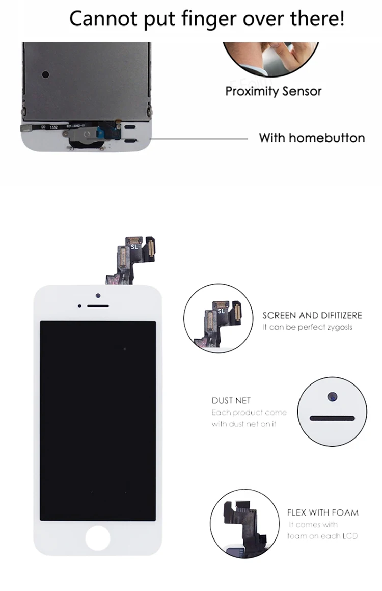 Полный комплект для iPhone 5 5S 5C ЖК-экран полная сборка Дисплей сенсорный дигитайзер Замена Фронтальная камера домашняя кнопка установлена