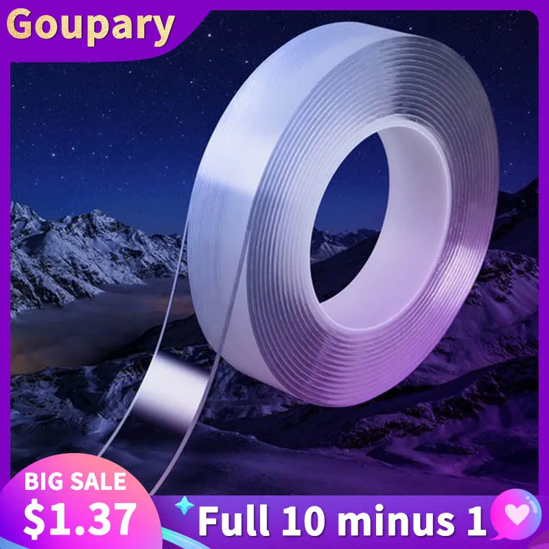 1M 3M Double Sided Tape Nano Household Cleaning Kitchen Bathroom Seamless Strong Wall Stickers Reusable Waterproof Tapes | Обустройство