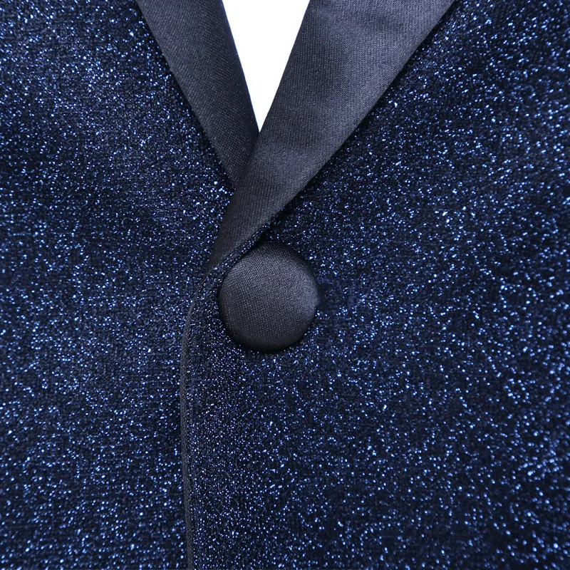 Shenrun мужской синий Модный смокинг Slim Fit Жених куртка брюки певец барабанщик ведущий бизнес вечерние костюмы на выпускной ночной клуб костюмы
