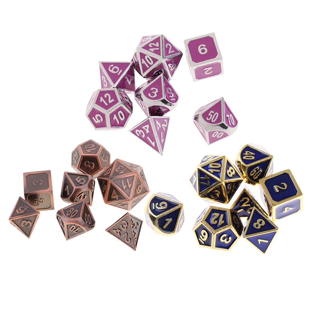 

21x D4 D6 D8 D10 D12 D20 Dice Set Alloy for MTG TRPG Roleplay Party Fun Toys