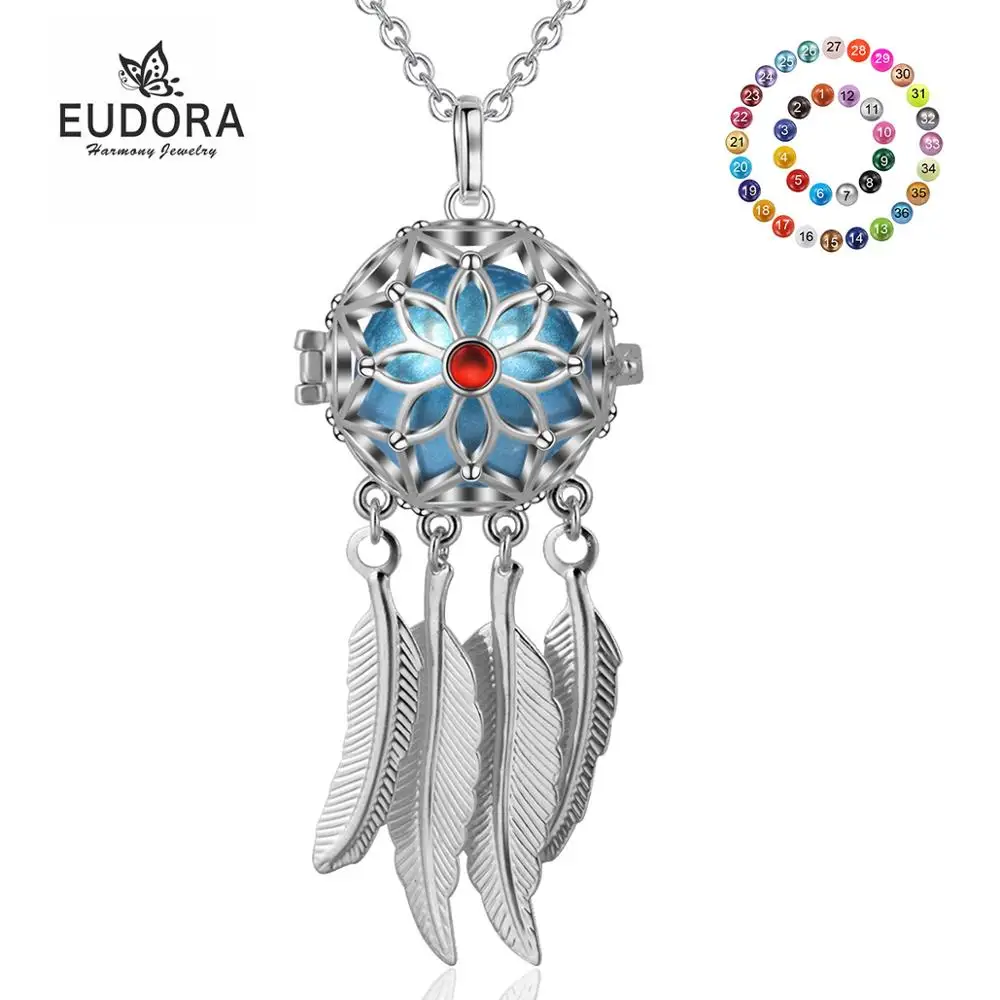

Eudora 18mm Dreamcatcher Feature Charm Ball Cage Pendant pregnancy Necklace fit Musical Sound Chime Ball for Pregnant Women K294