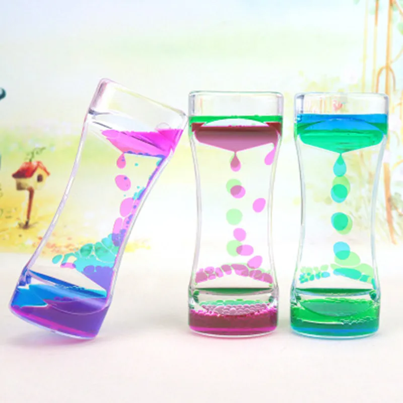 

Hourglass Timer Clock Ornament Desk Decor Floating Color Mix Illusion Acrylic Timer Liquid Motion Visual Slim liquid Oil Glass