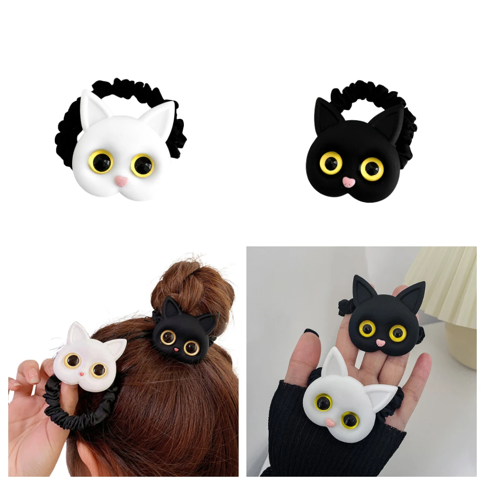 Ins Style Cartoon Cat Hair Tie Girls Elastic Bands Korean Cute Super Fairy Sweet Head Rope Rubber Band Accessories |