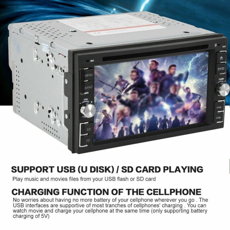 Автомобильный стерео радио DVD плеер CD 6," сенсорный экран BT 2DIN+ задняя камера абсолютно и высокое качество