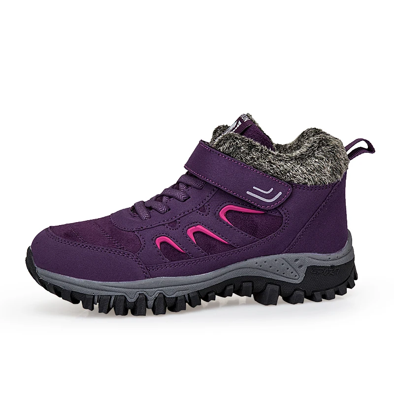 Г., новые женские ботинки теплые зимние меховые плюшевые женские ботиночки кожаные женские водонепроницаемые ботинки зимние кроссовки Пара спортивных повседневных ботинок - Цвет: Purple