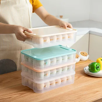 

24 Grid Egg Storage Box Food Refrigerator Storage Organizer Kitchen Accessories Egg Holder Fresh Box Dumplings Vegetable