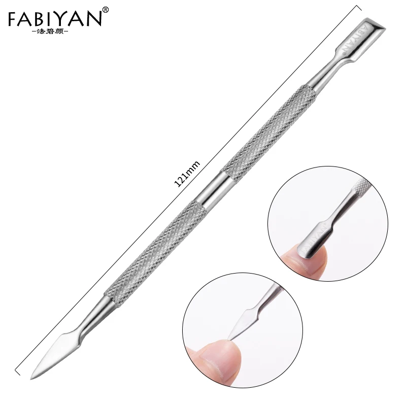 124MM Двухконфорочная вафельница для ногтей для удаления кутикулы толкатель Нержавеющая сталь для ногтей для чистки ногтей омертвевшие чешуйки кожи и заусеницы палец металла, инструменты для маникюра, уход за ногами педикюрные - Цвет: 124MM