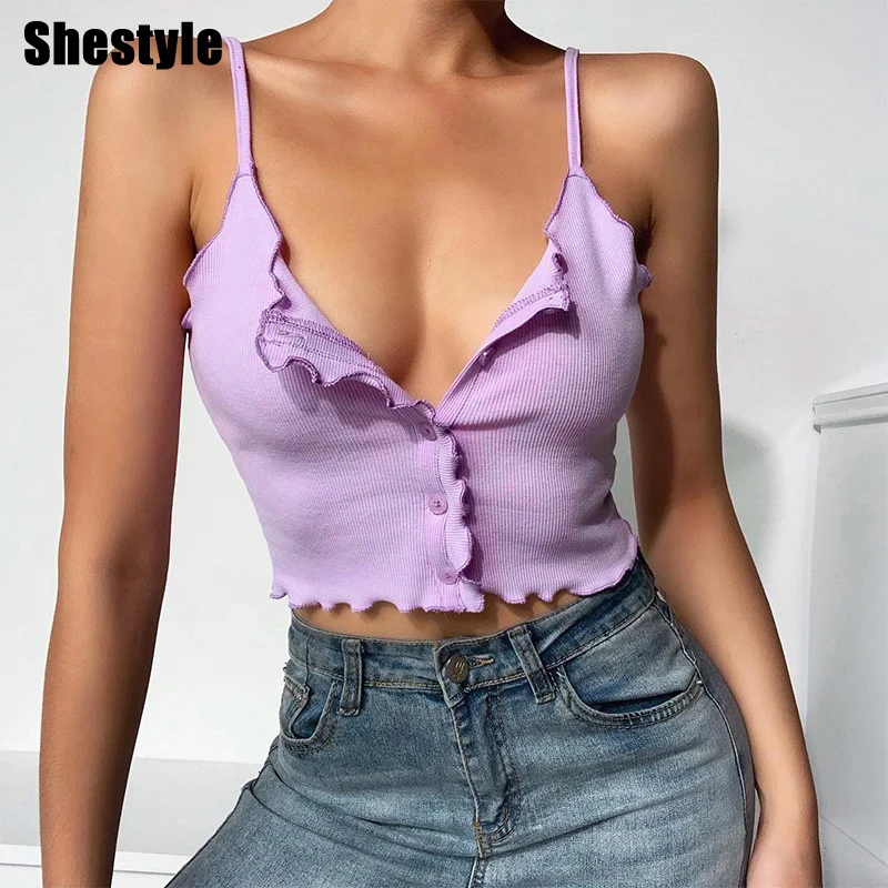 purple ruffle crop top