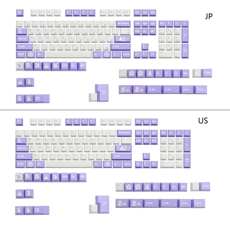 135-Key Rabbit PBT Sublimation Keycaps Japanese/English for Mechanical Keyboard | Компьютеры и офис