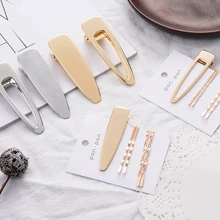 Новые модные женские заколки для волос, геометрические шпильки с жемчугом, металлические заколки из сплава для девушек, удобные заколки для волос, аксессуары для волос