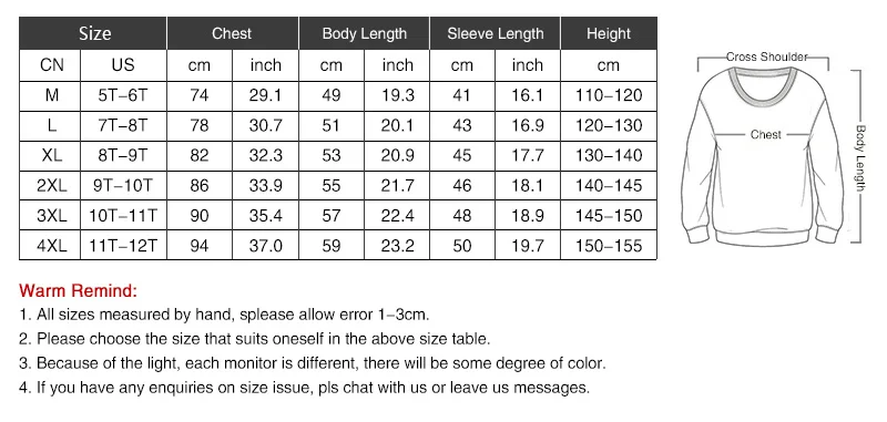 小孩卫衣尺码表