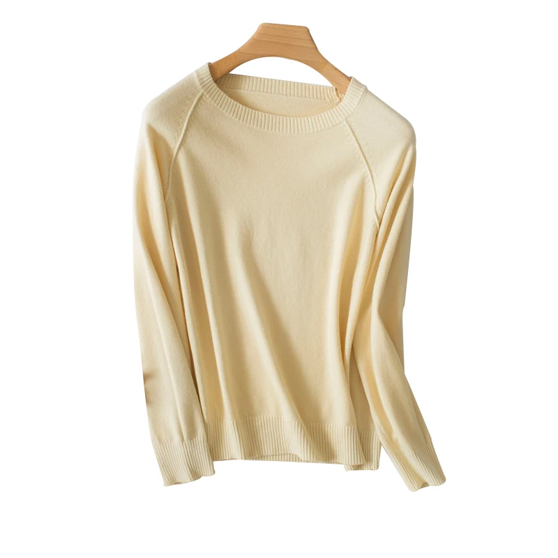 Women's sweater winter new cashmere sweater round neck pullover bottoming short sweater solid color wild loose cashmere swe