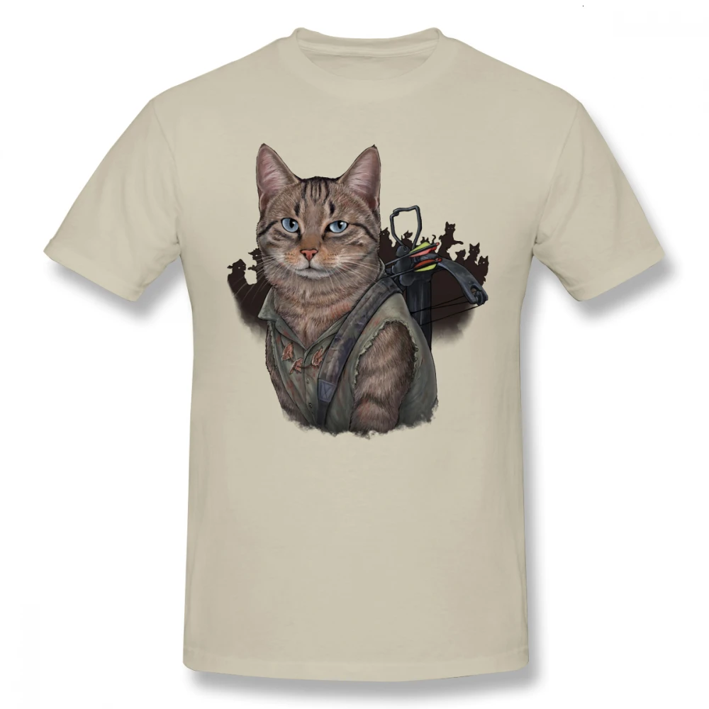 Beige one yona Daryl Dixon T Shirt Daryl Dixon Cat T-Shirt Plus size Cute Tee Shirt 100 Cotton Printed Summer Man Short Sleeves Tshirt - Цвет: Beige