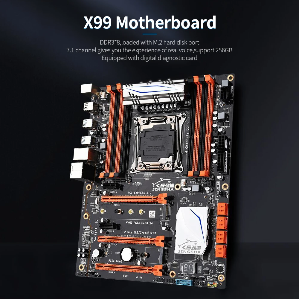 Jingsha X998d3 Fourchannel Ddr3*8 Loaded M.2 Gaming Motherboard For