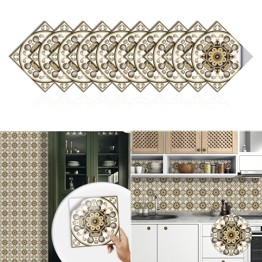 10*10Cm * 10 Buah Pola Retro Ubin Lantai Stiker Dinding Diagonal Kamar  Mandi Dapur Garis Pinggang Dekorasi Tahan Aus PVC Seni Mural|Wall Stickers|  - AliExpress