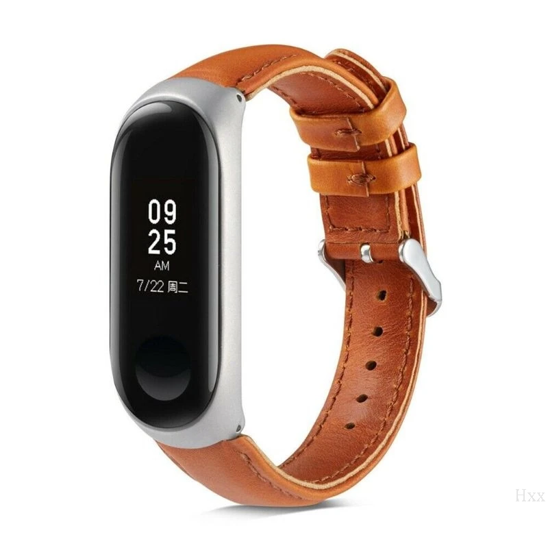Watch Band for Xiaomi Mi Band 4 Leather Strap Leather Wrist Compatible Strap for Mi Band 4 Accessories Bracelet Miband 3 Strap