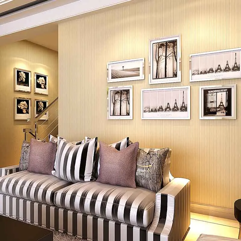 

Solid Color Vertical Stripes Non-woven Yarn Wallpapers Modern Bedroom Restaurant Background Wall Papers Home Decor