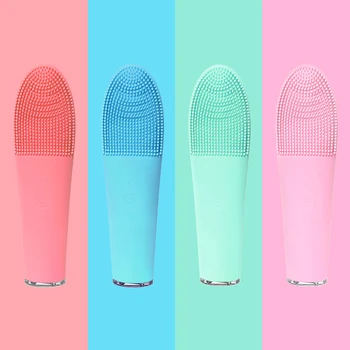 

Handheld ultrasonic acne removal exfoliator face wash silicone facial cleansing brush