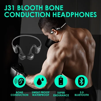 

J31 Wireless Bone Conduction Headphone Bluetooth 5.0 Binaural Stereo Bone Headset Sweatproof Ultra Light Luminous Sports Headset