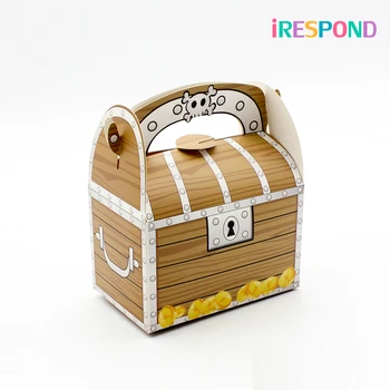 

10PCS Candy Boxes And Gift Bags Treasure Gift Box Kids Birthday Party Favors Pirates Caribbean Gold Paper Box Packaging Handle