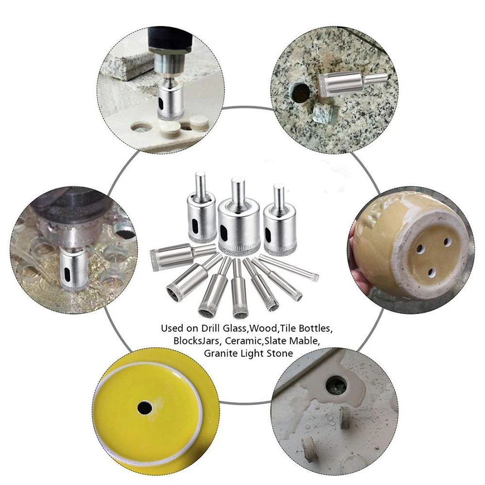 10 шт. алмазные сверла с отверстием стеклянные и плиточные пустотелые