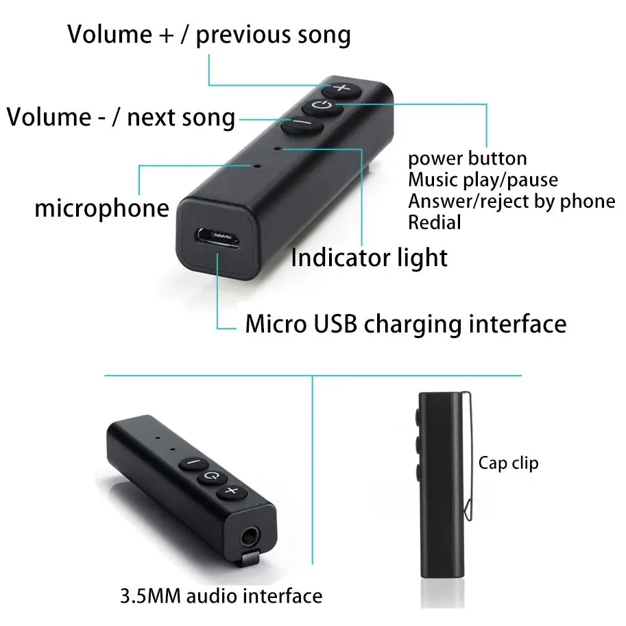 1 шт. 5,0 APTX Bluetooth приемник аудио AUX 3,5 мм разъем стерео гарнитура автомобильный комплект передатчик музыка беспроводной адаптер