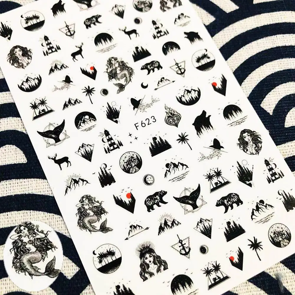 F-623 фантазия Луна Русалка Маяк Дизайн стикеры 3D на ногти Nail Art Наклейка шаблон инструмент для ногтевого дизайна украшения