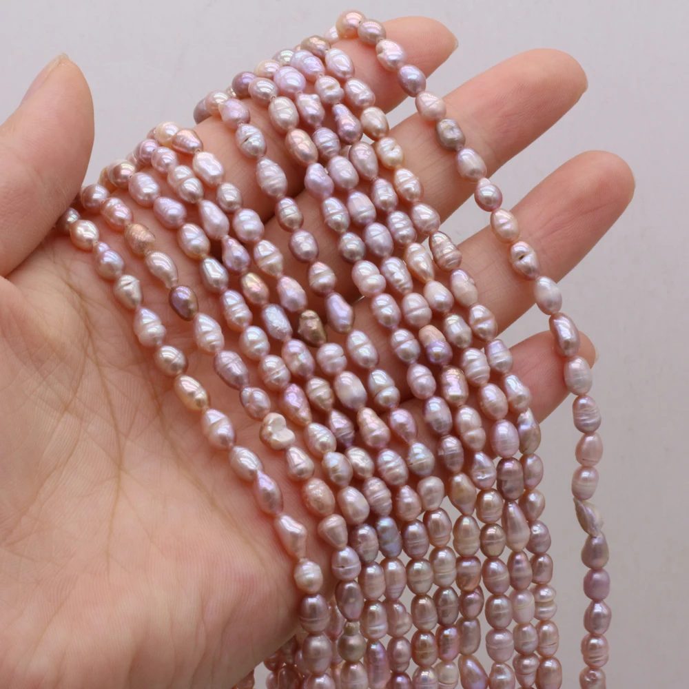 Natural Freshwater Pearl Rice Beads Purple Round Spacer Loose Pearls For DIY Charm Bracelet Necklace Jewelry Accessories Making