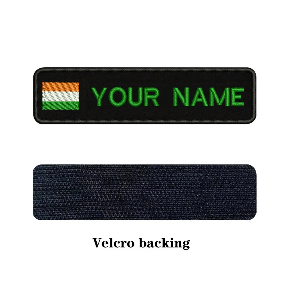 green-Velcro Вышивка на заказ индийский флаг имя заплатка с текстом 10 см* 2,5 см значок Утюг на или липучке Подложка для одежды брюки рюкзак шляпа - Цвет: green-Velcro
