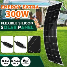 Kit de Panel Solar Flexible, 18V, 300W, célula Solar de silicona, Conector de cargador de batería, teléfono inteligente con Banco de energía, barco, coche, Camping cargador solar para telefono movil autocaravana