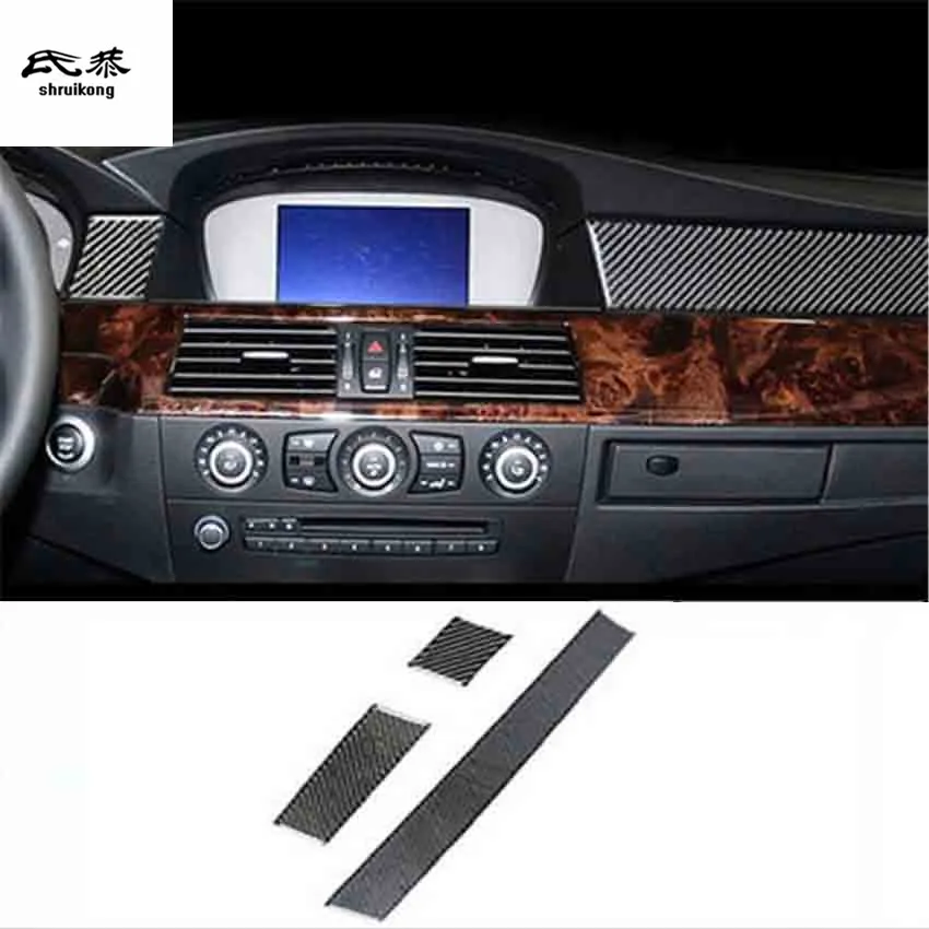 3 шт/лот эпоксидный клей Настоящее углеродное волокно пассажирское украшение приборной панели Крышка для 2005-2010 BMW E60 автомобильные аксессуары