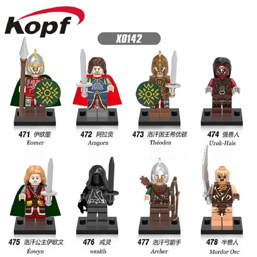 

Single Sale Lord of the Rings Eomer Aragorn Theoden Archer Uruk-Hais Eowyn Building Blocks Bricks Figures For Kids Toys X0142