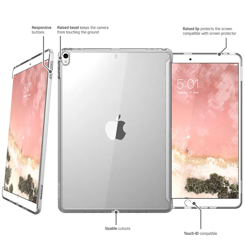 Для iPad Pro 10,5 /Ipad Air 3 10,5 чехол выдерживает падение прозрачный гибридный Чехол ударопрочный ультра-тонкий чехол для задней части планшета чехол
