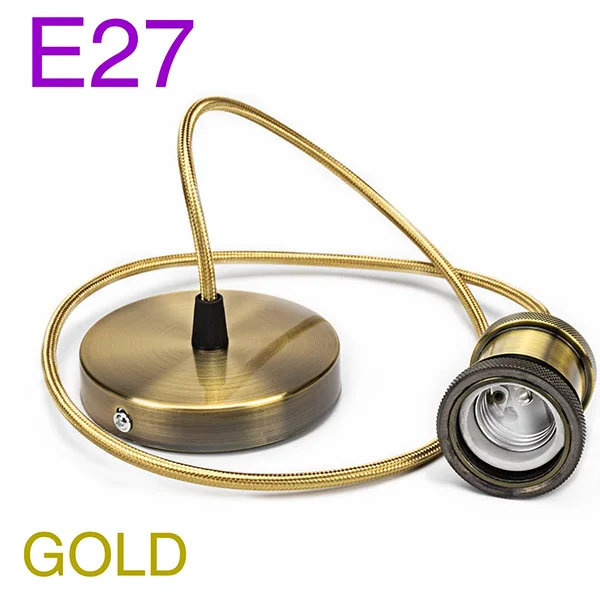 Gold Metal Винтажный подвесной светильник Эдисона с пеньковой веревкой, держатель E27 1 м 1,5 м 2 м 3M, креативный подвесной светильник, промышленный светильник, базовый Декор - Цвет: Gold Metal