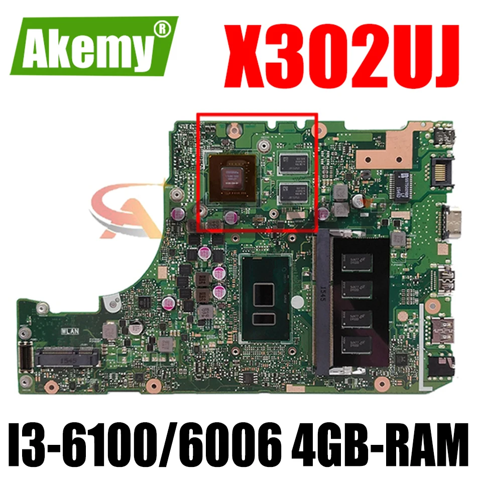 Akemy X302UJ с I3-6100 CPU 4 Гб RAM материнская плата для For Asus X302UA ноутбука Rev 2 0 DDR4 4G X302UA-UJ