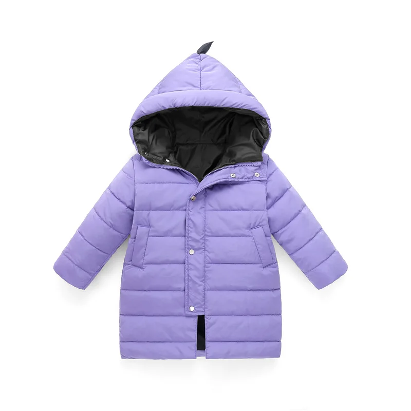 New Children's Down Jacket Autumn And Winter Thickening Boys And Girls Down Coats Kids Long Hooded Warm Jackets - Цвет: purple